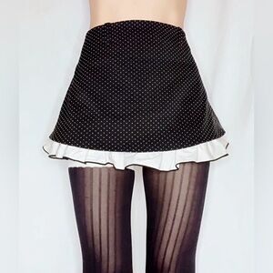 2000’s Black Polka Dot Skirt with Cream Ruffle
